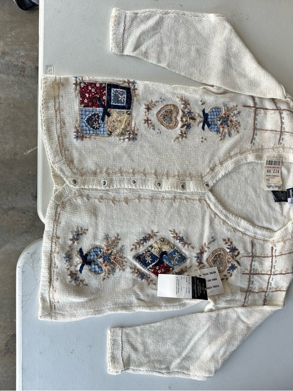 Brand new with tags Vintage beldochpopper  Cream embroidered sweater